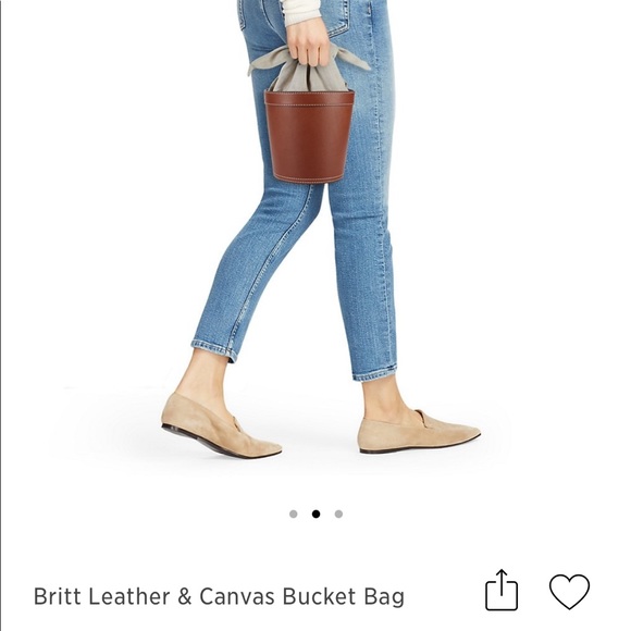 STAUD Leather & Canvas Bucket Bag/NWT - Picture 2 of 3